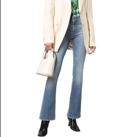 7 For All Mankind Flare Jeans Designer Denim Light Blue Wash Womens Size 28 - Picture 1 of 12